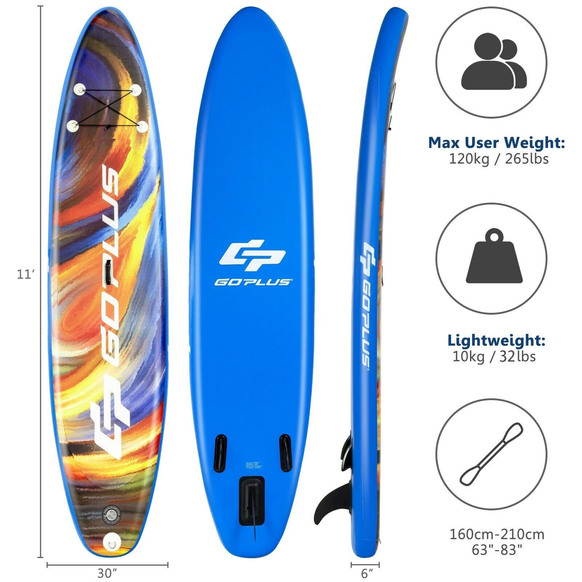 Inflatable Stand Up Paddle Board with Backpack and Aluminum Paddle Pump