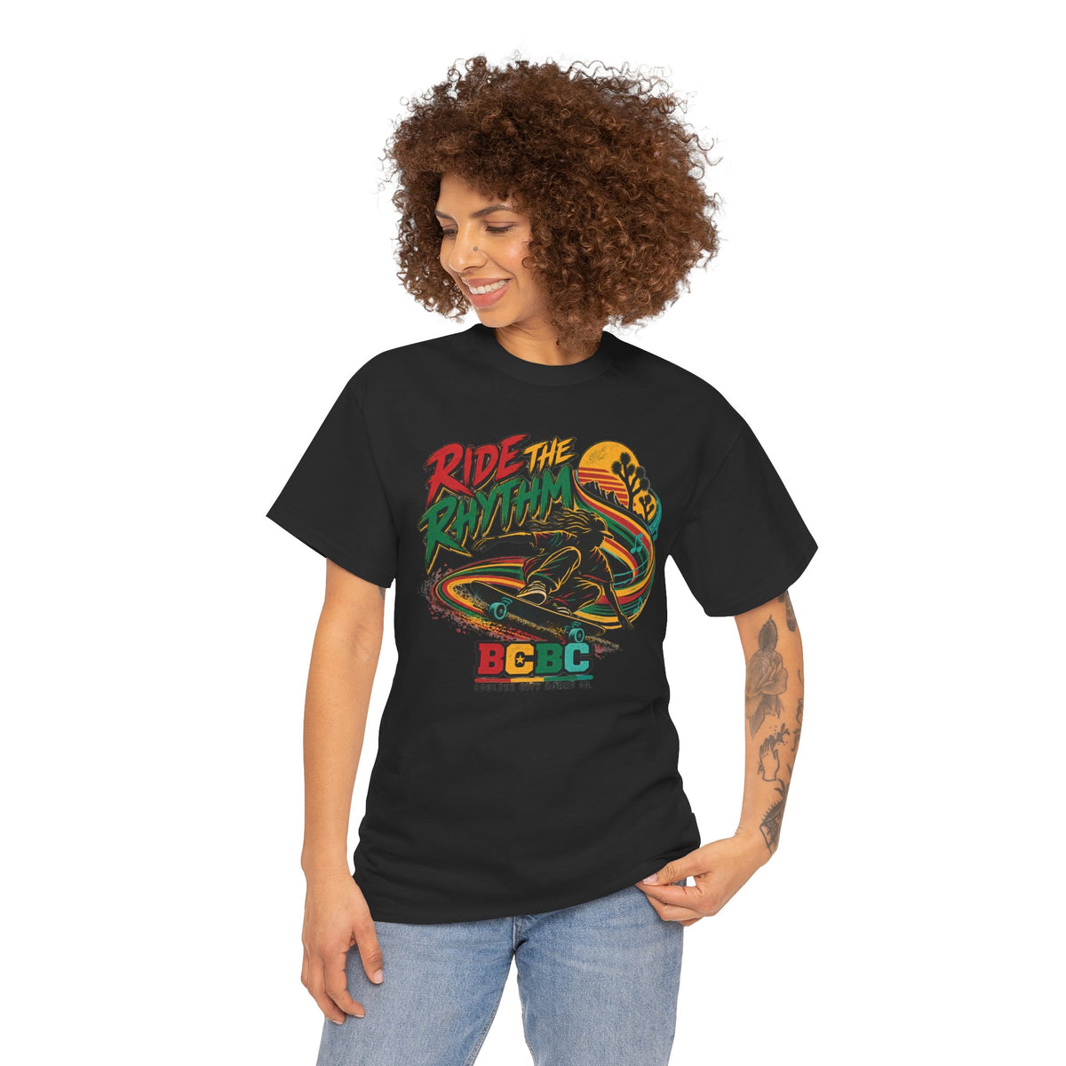 Ride the Rhythm Surf T-Shirt — Retro Surfer Graphic Tee (BCBC Beach Vibes)