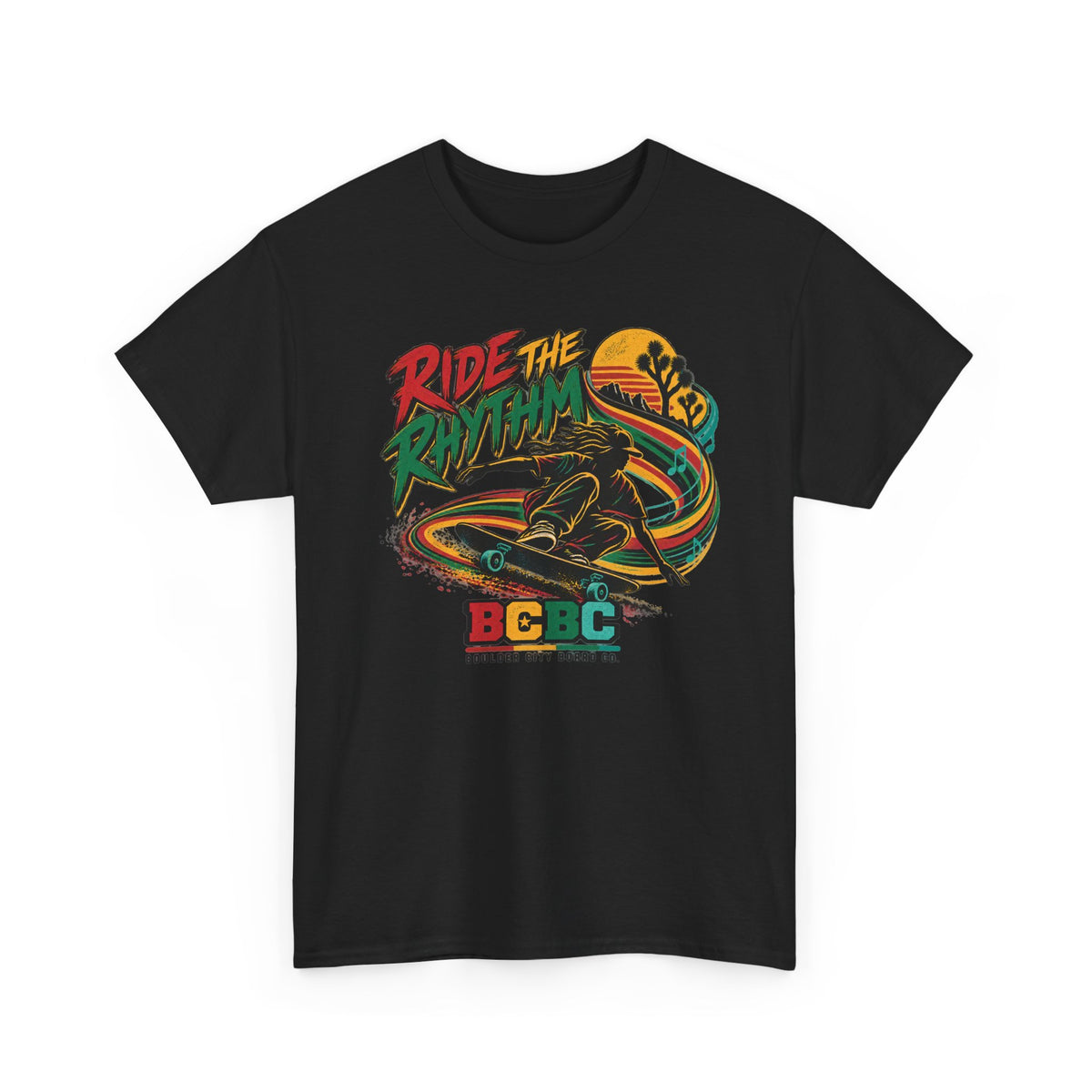 Ride the Rhythm Surf T-Shirt — Retro Surfer Graphic Tee (BCBC Beach Vibes)