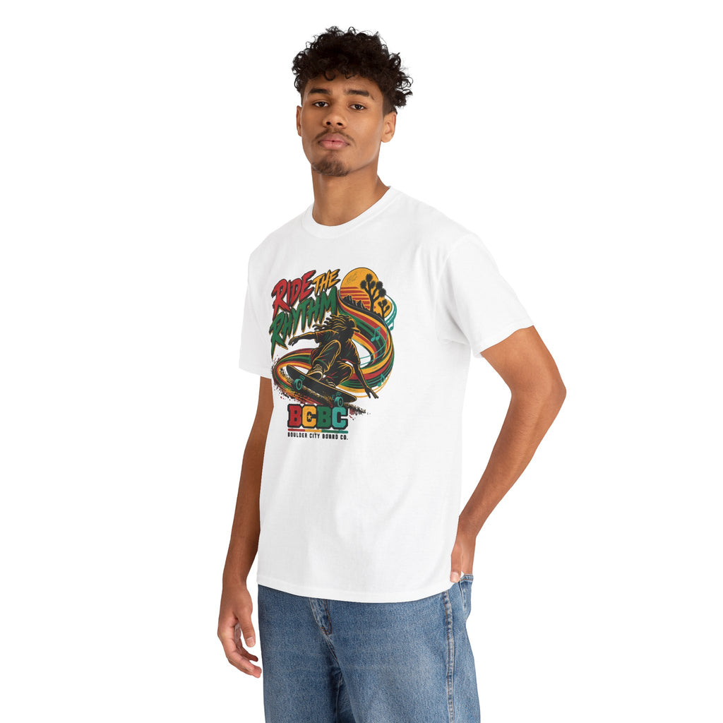 Ride the Rhythm Surf T-Shirt — Retro Surfer Graphic Tee (BCBC Beach Vibes)