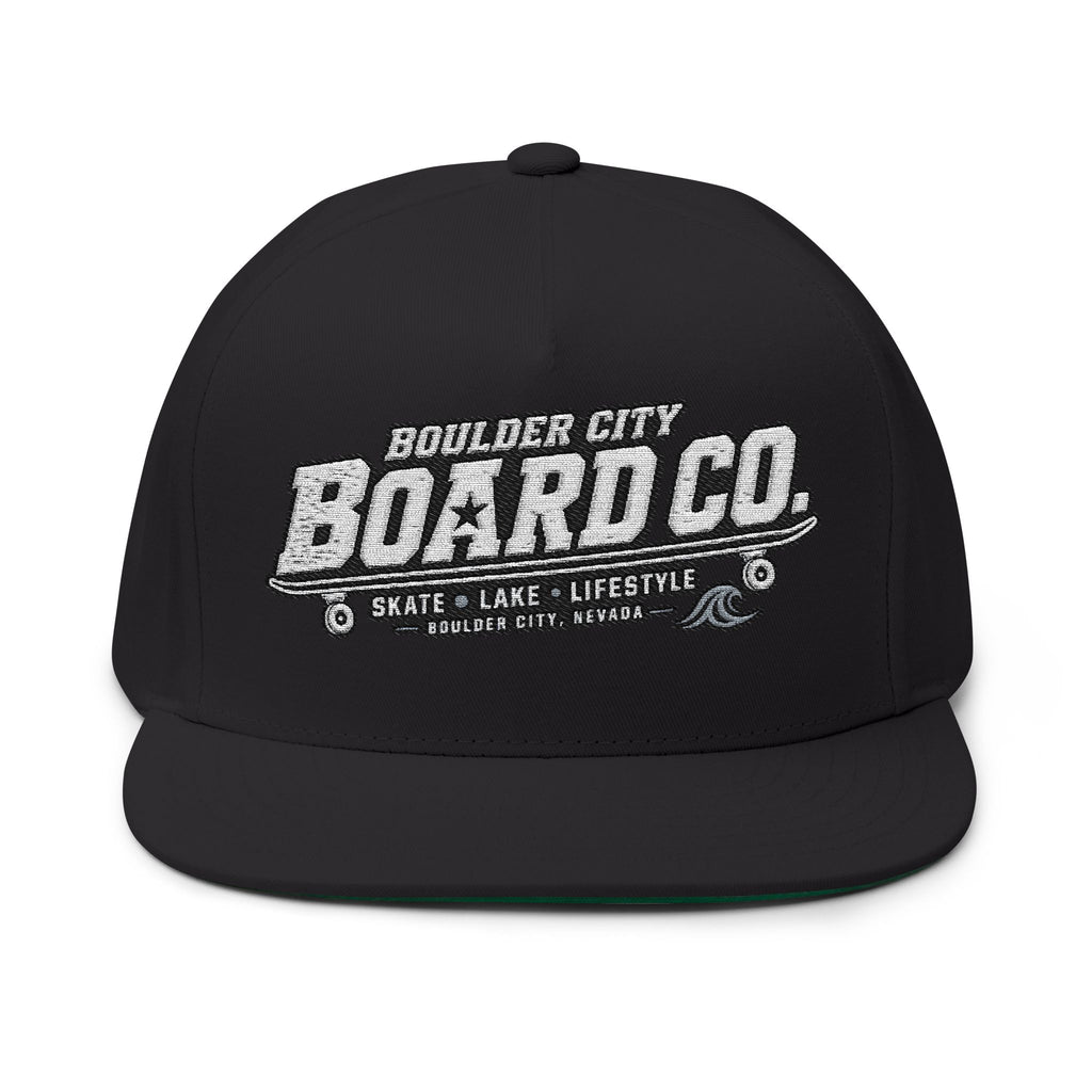 Boulder City Board Co. Flat Bill Cap — Embroidered Skate Logo Snapback