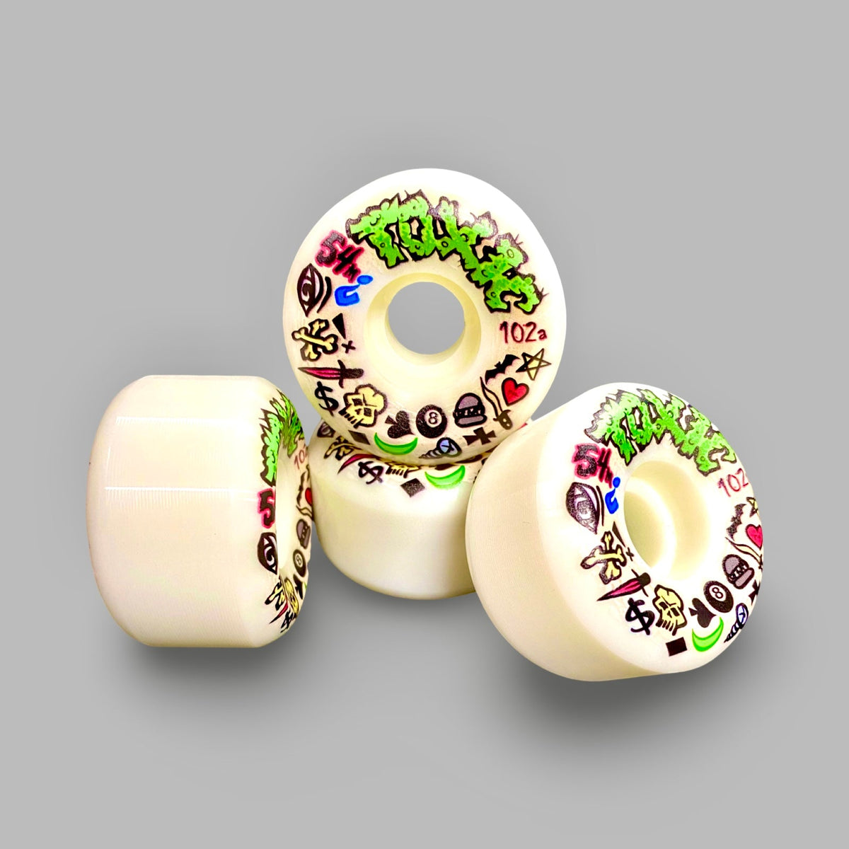 Toxic Team VERY HARD WHITE Wheels 54mm/102a