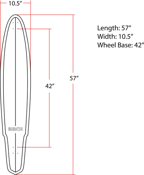 BIRCH 57" SHAKER Longboard Cruiser Skateboard - Complete Setup or Deck Only